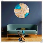 ساعت دیواری رزین مدل مرمر آبی